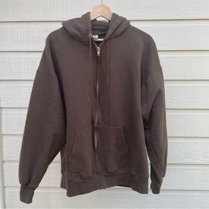 brown hanes zip up